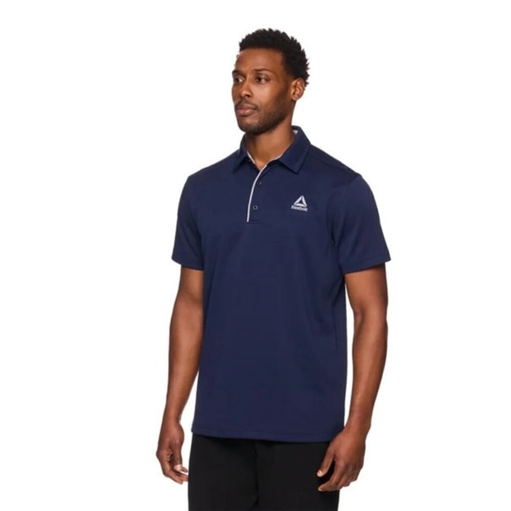 Reebok Performance Ace Polo Shirt Navy Blue Polyester Short Sleeve Men's XL